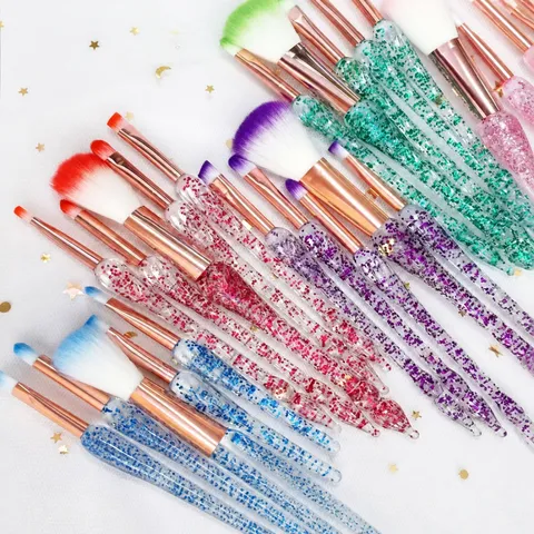 Kristall Glitzer Griff Make-up Pinsel Set Für Lidschatten Verblenden Foundation Puder Glamouröse Schlanke Taille Kosmetikwerkzeuge Für Damen