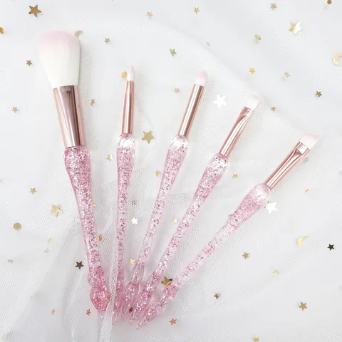 Crystal Glitter Handle Makeup Brush Set For Eye Shadow Blending Foundation Powder Glamorous Slim Waist Cosmetic Tools For Women