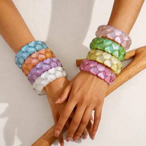 Oversized Resin Heart Bangle Sweet Rainbow Color Glitter Sparkle Bracelet Fashion Personalized Jewelry For Women Girls
