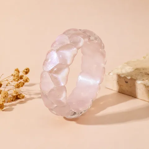 Oversized Resin Heart Bangle Sweet Rainbow Color Glitter Sparkle Bracelet Fashion Personalized Jewelry For Women Girls
