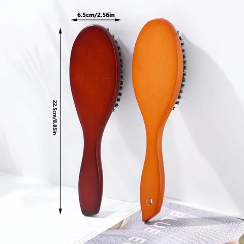 Natural Boar Bristle Paddle Brush Lotus Wood Massage Air Cushion Comb For Women Hair Detangling Scalp Massage Hairbrush