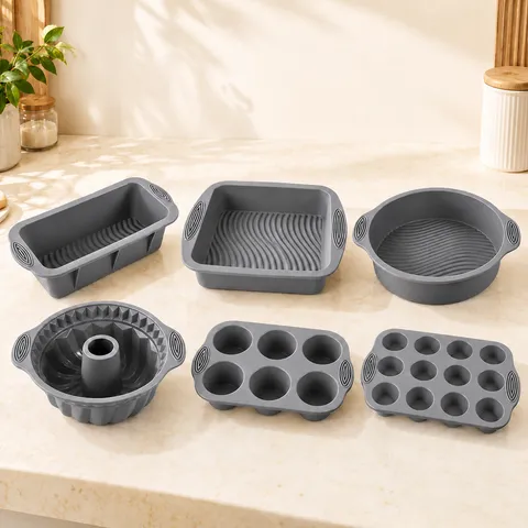 Set di Stampi da Forno in Silicone Antiaderente Tortiera Chiffon Toast Stampo per Pane Tazza da Muffin Utensili da Cucina