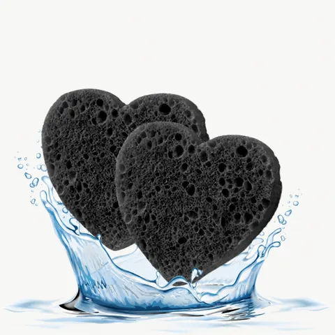 Heart Shape Compressed Wood Pulp Cotton Facial Sponges Cellulose Cleaning Puffs For Makeup Removal Skin Exfoliating Face Wash Sponges