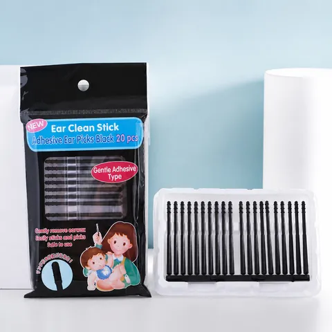 Disposable Adhesive Ear Clean Sticks 20 Pieces Set Black Ear Wax Remover Sticky Ear Pick For Baby And Adult Personal Care Tools