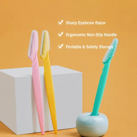 Stainless Steel Eyebrow Razors With Protective Mesh Safety Face Shaver Portable Trimmer For Beginners Women Personal Care Tools