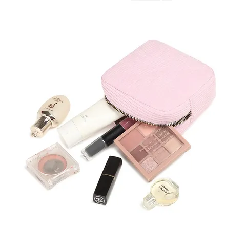 Borsa Cosmetica in Velluto a Coste da Donna Portatile per Assorbenti Igienici Grande Capacità Semplice Piccola Borsa Quadrata
