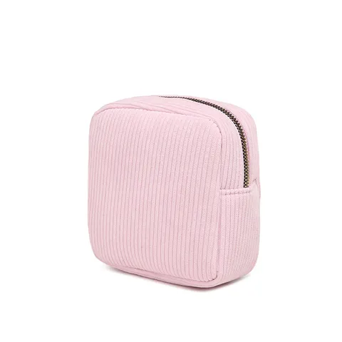 Borsa Cosmetica in Velluto a Coste da Donna Portatile per Assorbenti Igienici Grande Capacità Semplice Piccola Borsa Quadrata