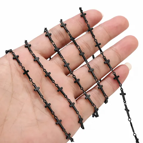 Stainless Steel Cross Chain 18K Gold Plated DIY Necklace Bracelet Making Accessories Gothic Punk Fashion Jewelry Chain