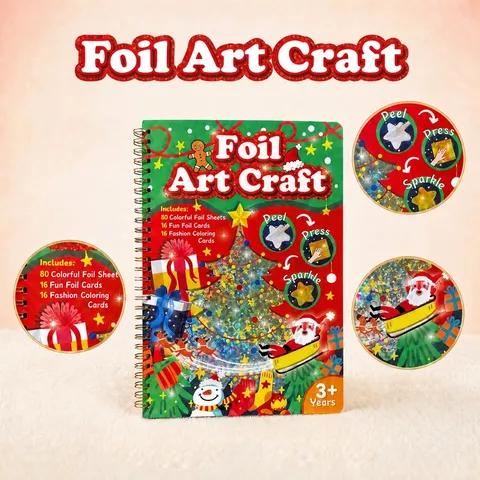 Kit de Arte en Papel de Aluminio para Niños Conjunto de Pintura Mágica DIY Libro de Manualidades Educativo con Hojas de Colores