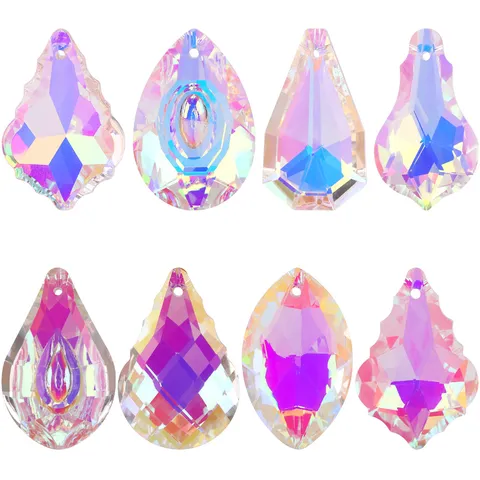 Gefacetteerde Kristalglazen Hangers Voor Zonnevangers DIY Sieraden Maken Verlichtingsaccessoires Hart Druppelvorm Aurora