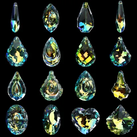 Clear Faceted Crystal Glass Pendants For Sun Catchers DIY Jewelry Making Lighting Accessories Heart Teardrop Aurora Coating