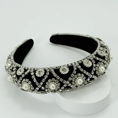 Luxury Baroque Padded Sponge Rhinestone Headband For Women Wide Crystal Hair Band Fashion Wedding Party Hair Accessories
