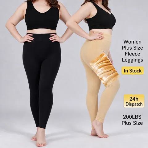 Collants Thermiques Femme Grande Taille Doublés Polaire Taille Haute Leggings Haute Élasticité Hiver Chaud Panty