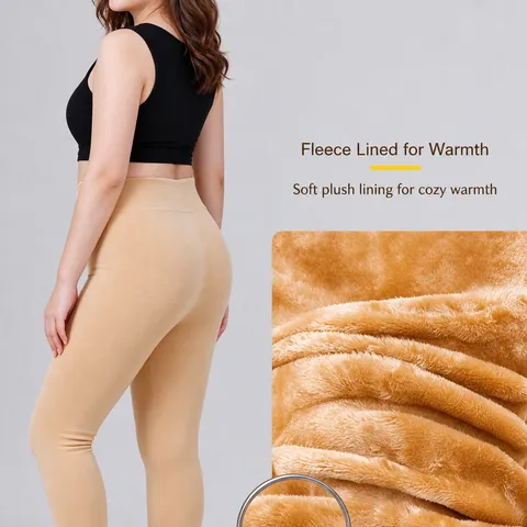 Collants Thermiques Femme Grande Taille Doublés Polaire Taille Haute Leggings Haute Élasticité Hiver Chaud Panty