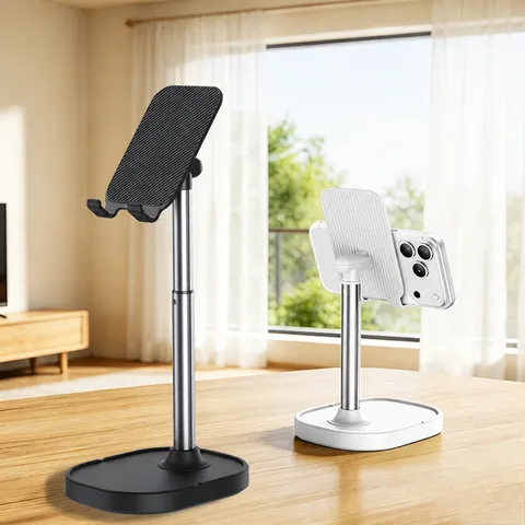 Supporto per Telefono da Scrivania Portatile Regolabile in Metallo Pieghevole per Streaming dal Vivo