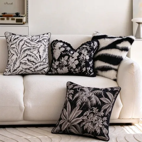 Nordic Style Geometric Letter Embroidered Sofa Cushion Cover Luxury Velvet Throw Pillow With Core Home Decor