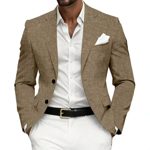Herren Casual Business Slim Fit Sakko Zwei Knopf Reverskragen Polyester Jacke Für Hochzeit Bankett Party Atmungsaktive Leichte Mantel