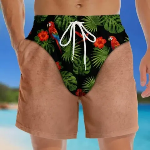 Lustige 3D Druck Herren Badehosen Tropisches Bikini Muster Kordelzug Strand Board Shorts Sommer Schnelltrocknend Schwimmhose Für Herren