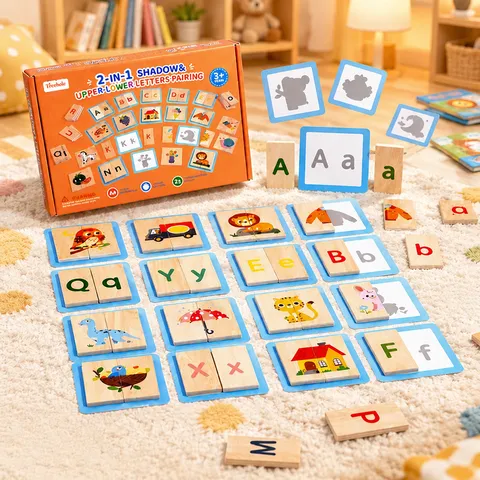 Jouet Éducatif de Puzzle de Correspondance d'Ombre et de Lettre en Bois pour Enfants Jeu de Plateau d'Apprentissage d'Alphabet et d'Animal Montessori