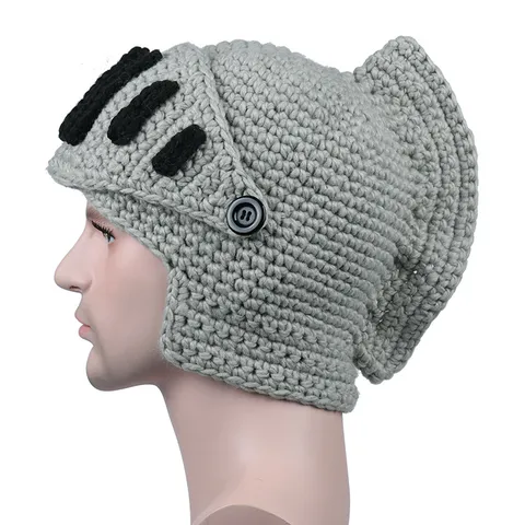 Berretto in Maglia Cavaliere Fatto a Mano in Acrilico Caldo Invernale Cappello Maschera Gladiatore per Uomo Donna Accessorio Cosplay