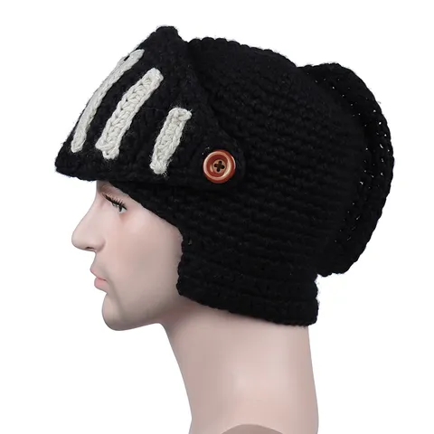 Berretto in Maglia Cavaliere Fatto a Mano in Acrilico Caldo Invernale Cappello Maschera Gladiatore per Uomo Donna Accessorio Cosplay
