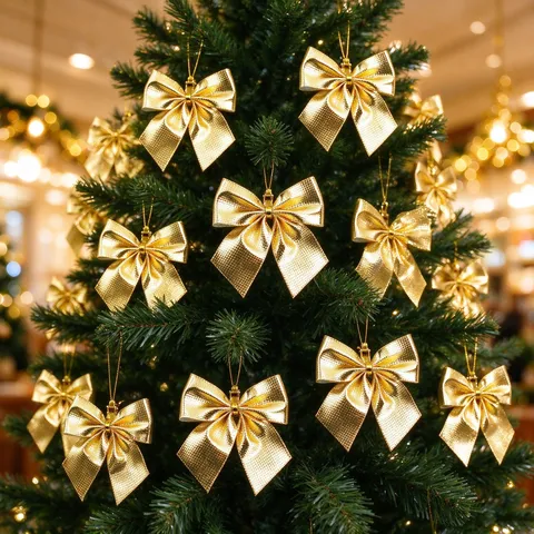 Weihnachtsdekoration Schleifen Beflockte Metallische Mini Knoten Für Tannenbaum Aufhängung Geschenkverpackung DIY Basteln Zubehör