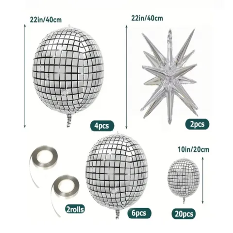 Metallischer Spiegel 4D Runder Aluminiumfolienballon Silber Gold Roségold Rote Luftballons Für Geburtstag Eröffnungsparty Einkaufszentrum Bar Dekoration