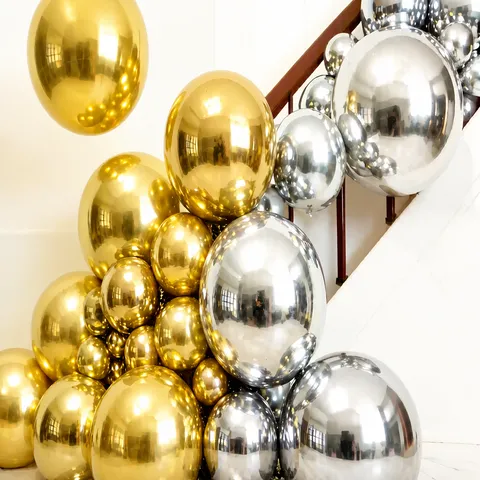 Metallischer Spiegel 4D Runder Aluminiumfolienballon Silber Gold Roségold Rote Luftballons Für Geburtstag Eröffnungsparty Einkaufszentrum Bar Dekoration