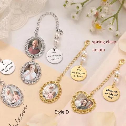 Broche Photo Commémorative DIY Avec Pendentif Coeur Alliage Cadre Ovale Vintage Charme Pour Remise Diplômes Mariage Famille Bijoux Cadeau