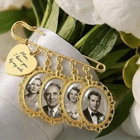 Broche Photo Commémorative DIY Avec Pendentif Coeur Alliage Cadre Ovale Vintage Charme Pour Remise Diplômes Mariage Famille Bijoux Cadeau