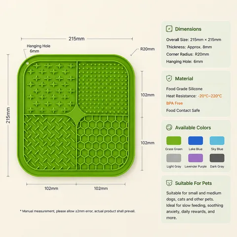 Food Grade Silicone Pet Lick Mat For Dogs Cats Slow Feeder Pad With Strong Suction Cup BPA Free Anxiety Relief Feeding Pad