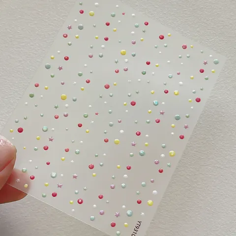 Macaron Dopamine Candy Color Polka Dots Stars Embossed Cute Nail Art Stickers 5D Relieve Nail Decals Manicure DIY Decoration For Women Girls