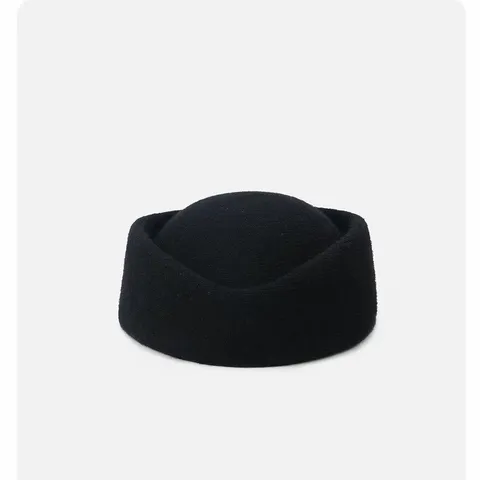 French Elegant Black Woolen Beret For Women Autumn Winter British Classic Wool Felt Stewardess Hat Solid Color Warm Fashion Hat