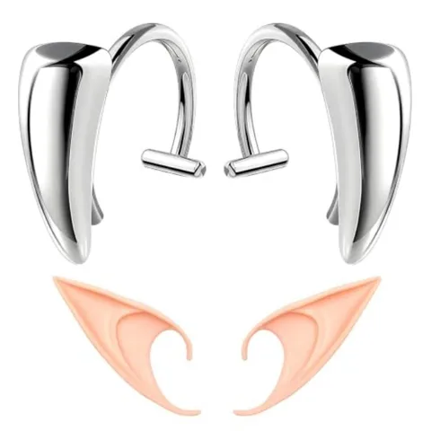 Halloween Vampir Zähne Set Edelstahl Lippenringe Und Elfenohren Für Cosplay Party Dekoration Kostüm Zubehör