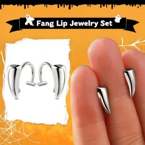 Halloween Vampir Zähne Set Edelstahl Lippenringe Und Elfenohren Für Cosplay Party Dekoration Kostüm Zubehör