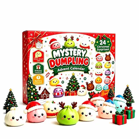 Calendario Avvento Natale Mystery Dumpling Squishy Antistress Fidget Toy Set Festivo Conto alla Rovescia Sorpresa Regalo per Adulti Bambini