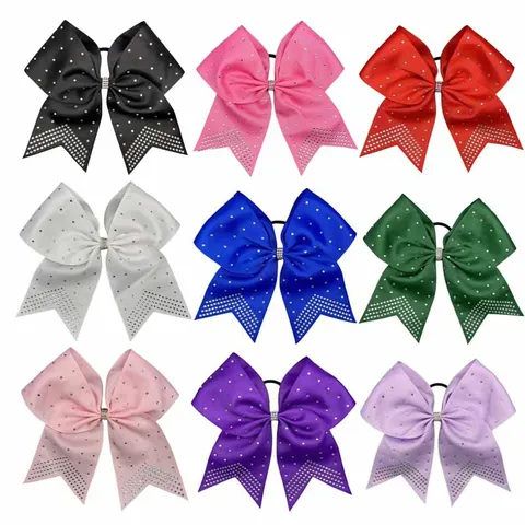 Lazo Grande de Cola de Golondrina para Animadora Coletero para el Cabello Cinta de Grosgrain con Strass Soporte de Coleta Elástico para Niñas Accesorios de Actuación