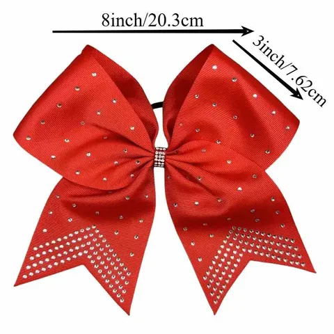 Lazo Grande de Cola de Golondrina para Animadora Coletero para el Cabello Cinta de Grosgrain con Strass Soporte de Coleta Elástico para Niñas Accesorios de Actuación