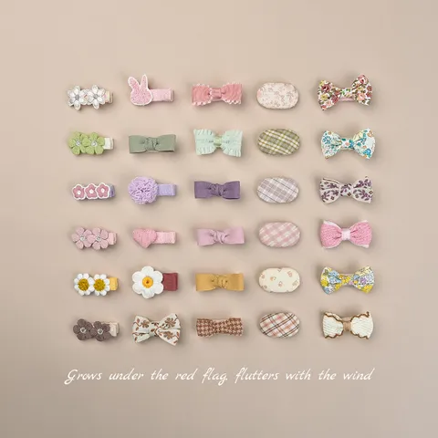 Set di 5 Mollette per Capelli per Bambini Interamente Rivestite in Tessuto Clip per Frangia Neonata Fiocco Floreale Accessori per Capelli Fatti a Mano