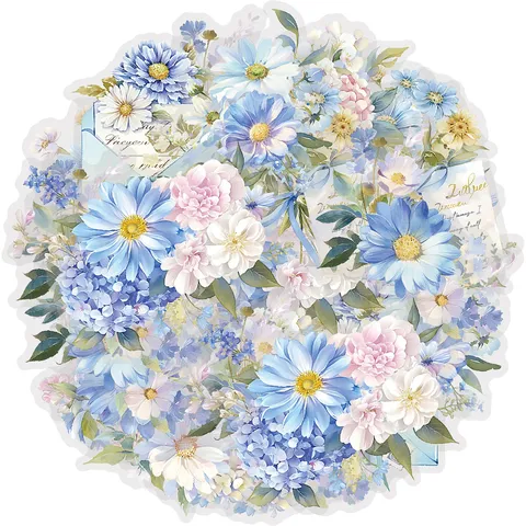 Nastro Decorativo PET Margherita Blu Nebbia Vintage Washi Tape Floreale Botanico Per Scrapbooking Diario Fai Da Te Artigianato