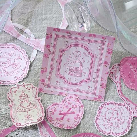 Pegatinas Decorativas Marco Rosa Vintage Lolita Retro Floral Calado Papel De Fondo Para Diario Bricolaje Álbum Recortes Creación Tarjetas Decoración Cuenta Mano