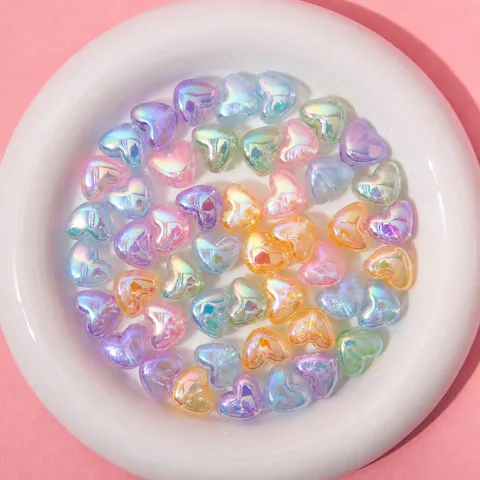 16mm Heart Shaped Large Hole Acrylic Beads UV Electroplated Shimmer Cloud Effect Beads DIY Jewelry Making For Phone Chain Keychain Crafting