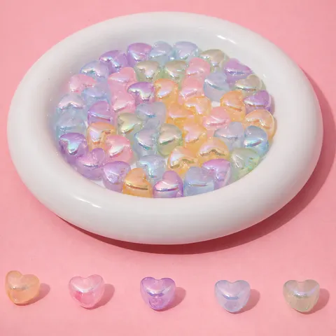16mm Heart Shaped Large Hole Acrylic Beads UV Electroplated Shimmer Cloud Effect Beads DIY Jewelry Making For Phone Chain Keychain Crafting