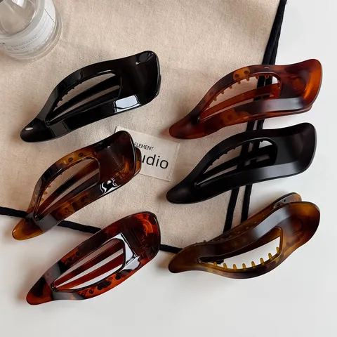 Women Korean Style Large PC Hair Clip Glossy Matte Duckbill Clip Elegant Hollow Out Hair Claw Simple Lazy Hair Accessories Headwear