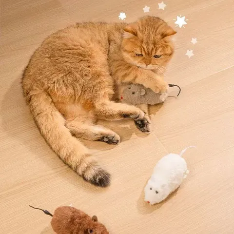 Interactieve Opwindbare Pluche Muis Kattenspeelgoed Realistische Mechanische Bewegende Muis Voor Katten Kittens