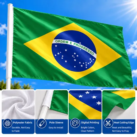 Brazil National Flag Polyester Banner Hand Flags Bunting Brazilian Fan Scarf Car Flag World Cup Sports Event Decor