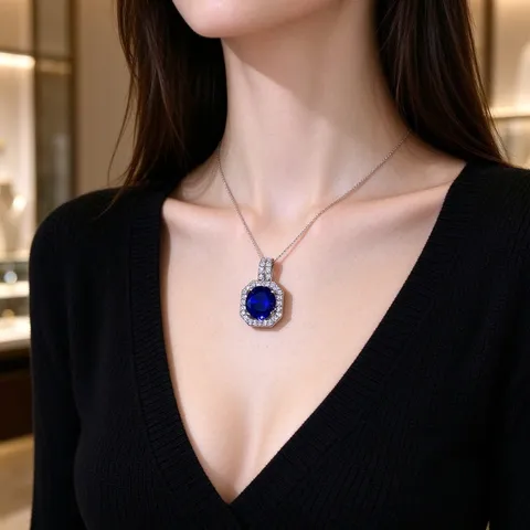Vierkante Halo Hanger Ketting Koper Met Ronde Zirkonia Sleutelbeen Ketting Elegante Geometrische Sieraden Voor Vrouwen