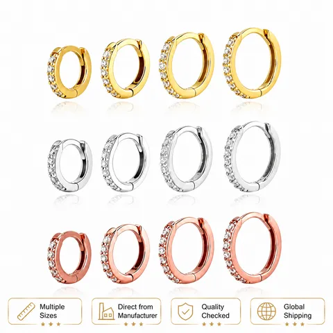 Klassieke Huggie Hoop Oorbellen 925 Sterling Zilver Met 5A Zirkonia Minimalistische Chique Sieraden Voor Dames