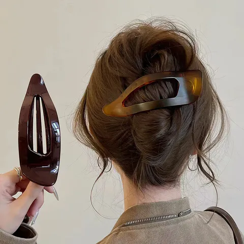 Women Korean Style Large PC Hair Clip Glossy Matte Duckbill Clip Elegant Hollow Out Hair Claw Simple Lazy Hair Accessories Headwear