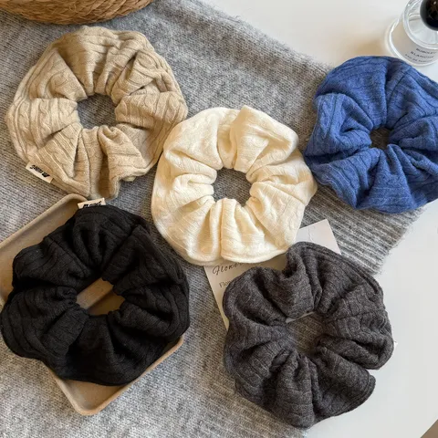 Damen Strickgarn Haargummi Koreanischer Sanfter Stil Zopfmuster Haarseile Einfarbig Elastische Haarbänder Für Pferdeschwanz